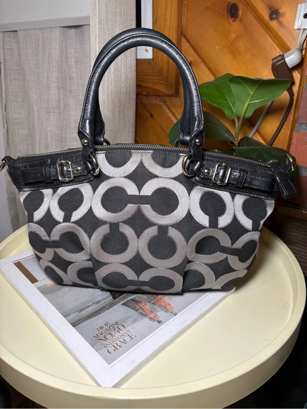 Coach Black & Gray Signature Tote Bag Vintage YK2